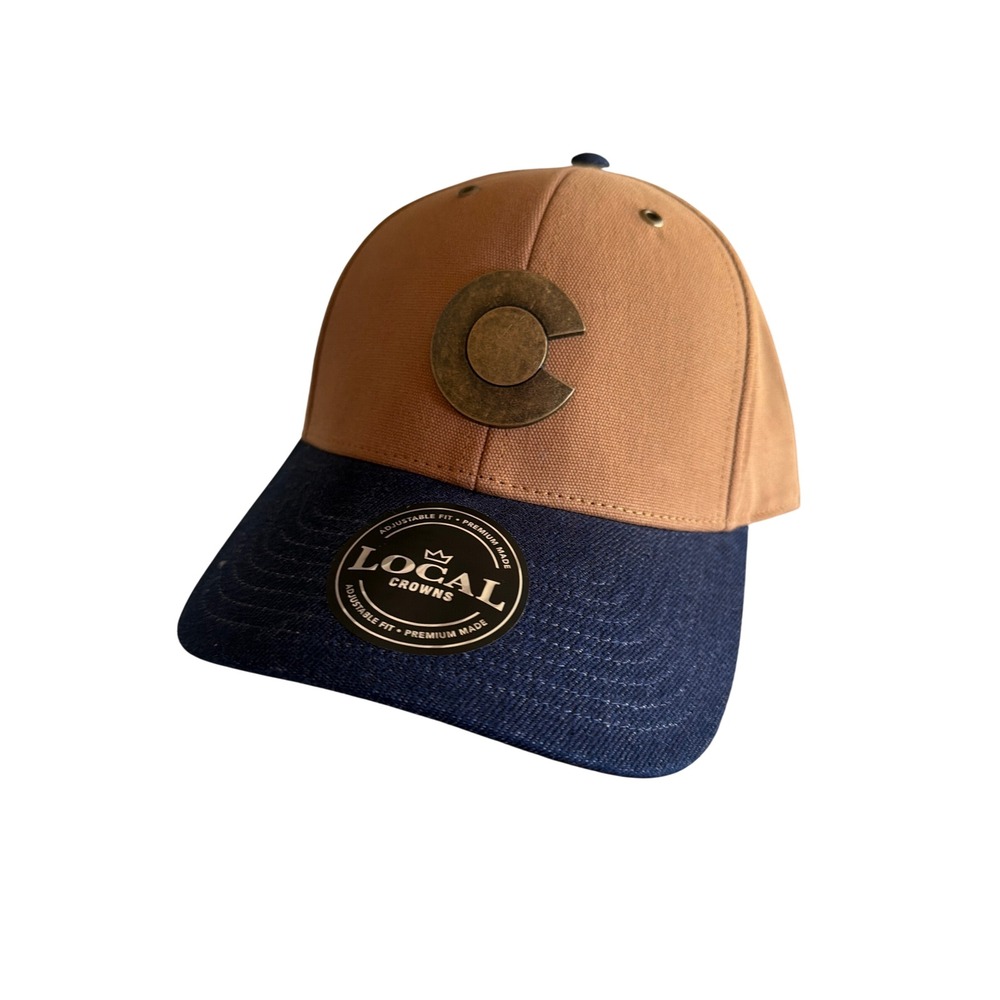 Local Crowns Hat Brown Navy Colorado The Centennial State Cap Adjustable Buckle